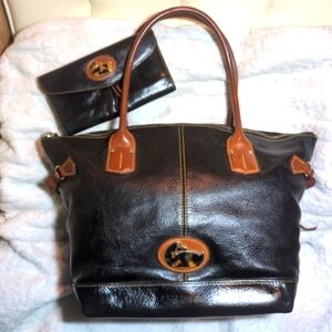 "Dooney & Bourke" Black Leather "Fairfield Champosa Purse & Matching Wallet Set"